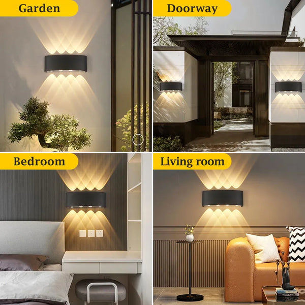 8-Way Fancy LED Wall Light – Waterproof Outdoor Aluminum Lamp | IP65 | 8W