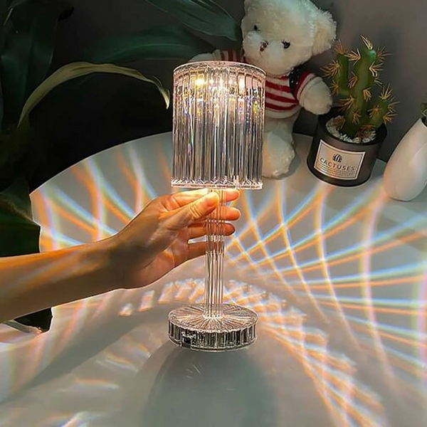 RGB Crystal Touch Table Lamp – 16 Color LED Night Light with USB Charging | Modern Bedside Lamp for Bedroom & Living Room